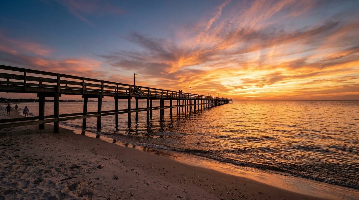 Bay St. Louis Beach, Mississippi - Stunning Gulf sunset