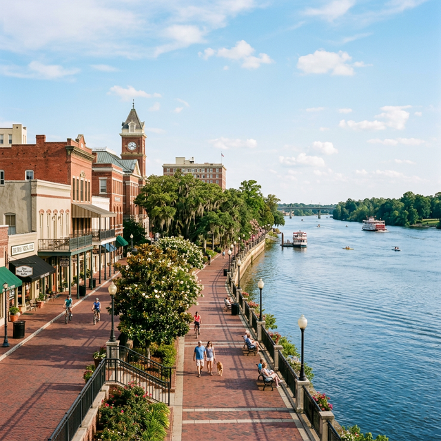 Augusta Georgia riverwalk along the Savannah River