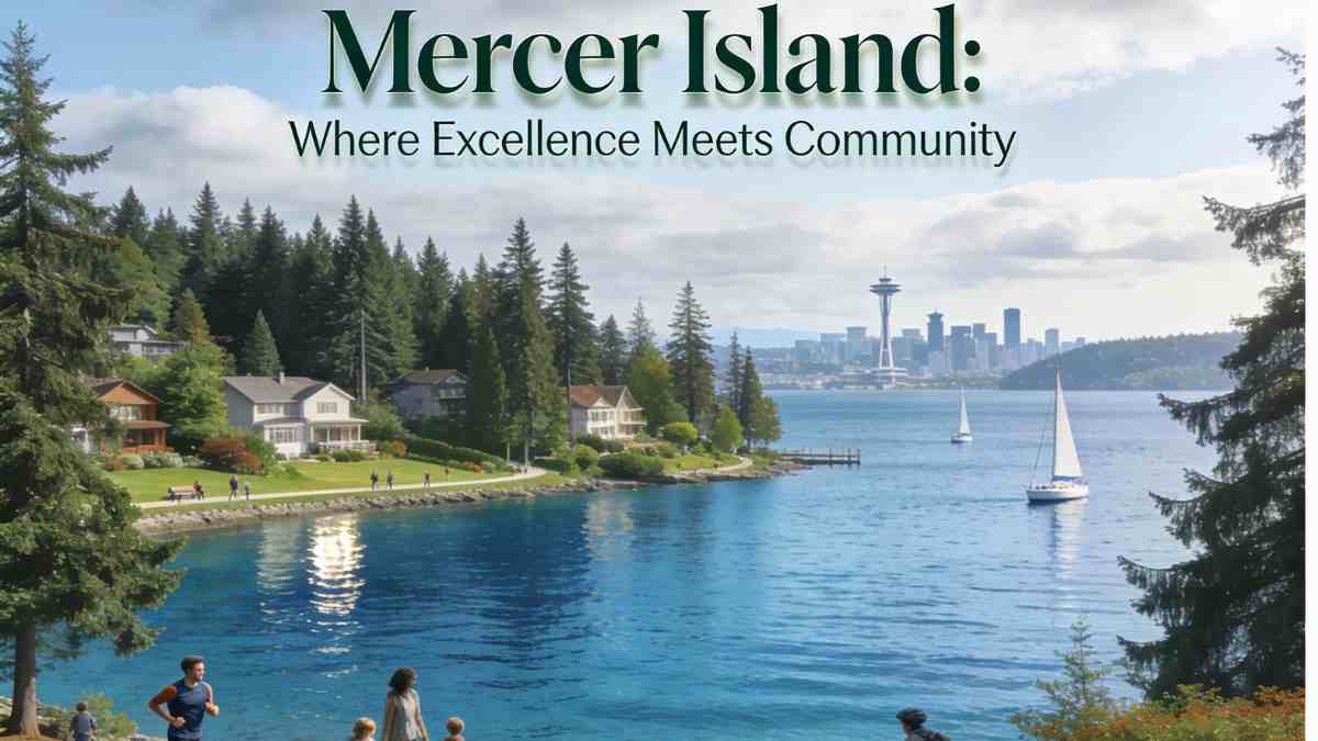 Mercer Island waterfront park with families enjoying outdoor activities